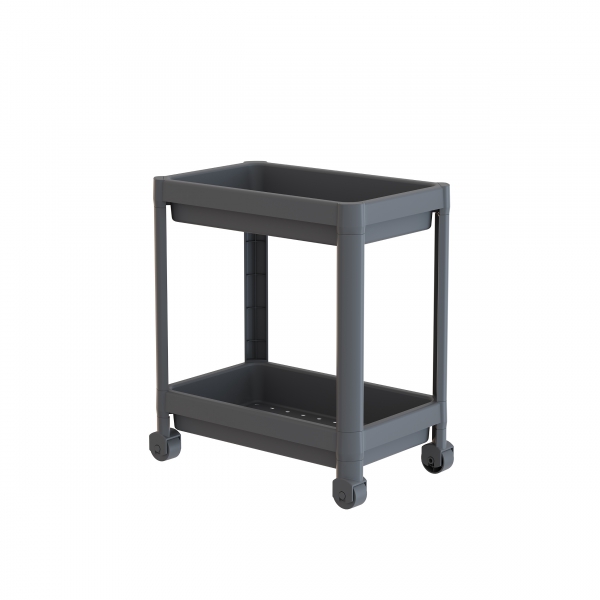 Homing Anthracite 2-Tier Multi-Purpose Bathroom & Kitchen Organizer Shelf on Wheels