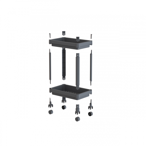 Homing Anthracite 2-Tier Multi-Purpose Bathroom & Kitchen Organizer Shelf on Wheels