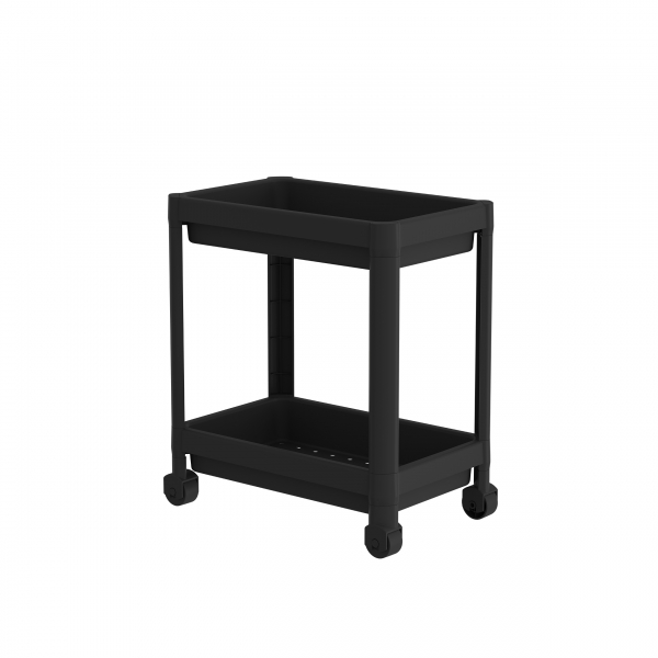 Homing Black 2-Tier Multi-Purpose Bathroom & Kitchen Organizer Shelf on Wheels