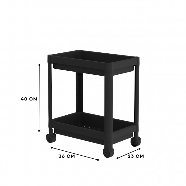 Homing Black 2-Tier Multi-Purpose Bathroom & Kitchen Organizer Shelf on Wheels
