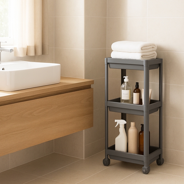 Homing Antrasit 2 Katlı Tekerlekli Çok Amaçlı Banyo & Mutfak Düzenleyici Raf 