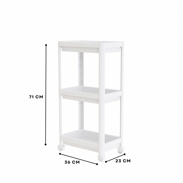 Homing Beyaz 3 Katlı Tekerlekli Çok Amaçlı Banyo & Mutfak Düzenleyici Raf