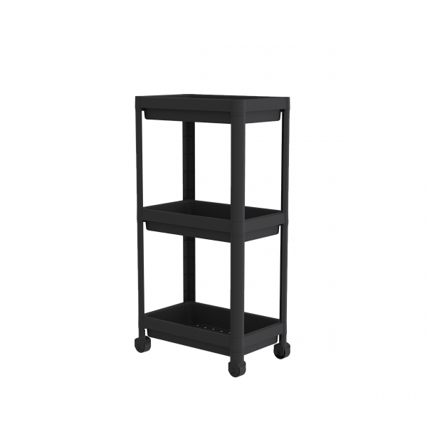 Homing Black 3-Tier Multi-Purpose Bathroom & Kitchen Organizer Shelf on Wheels