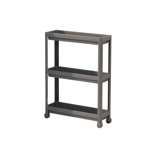 Homing Slim Anthracite 3-Tier Multi-Purpose Bathroom & Kitchen Organizer Shelf on Wheels