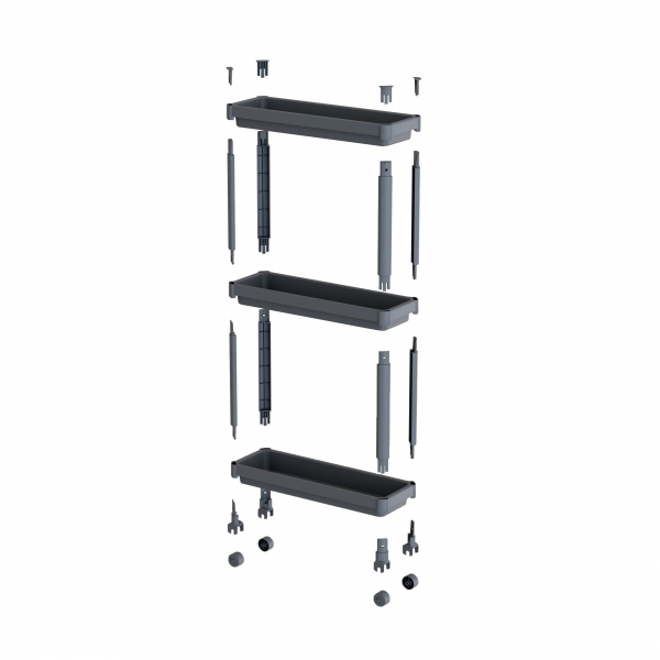 Homing Slim Anthracite 3-Tier Multi-Purpose Bathroom & Kitchen Organizer Shelf on Wheels