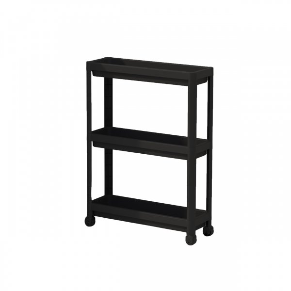 Homing Slim Black 3-Tier Multi-Purpose Bathroom & Kitchen Organizer Shelf on Wheels