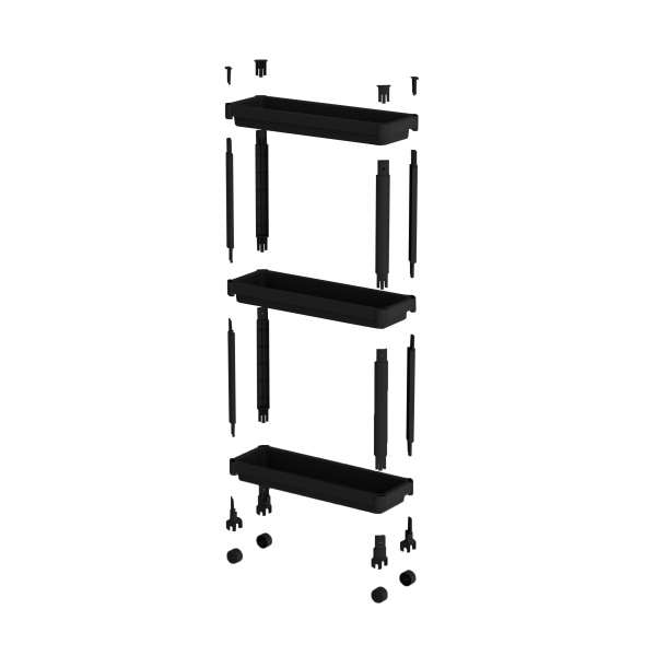 Homing Slim Black 3-Tier Multi-Purpose Bathroom & Kitchen Organizer Shelf on Wheels