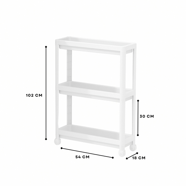 Homing Slim Beyaz 3 Katlı Tekerlekli Çok Amaçlı Banyo & Mutfak Düzenleyici Raf	