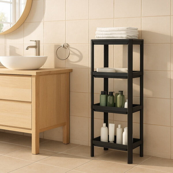 Homing Rosie Black 4-Shelf Multi-Purpose Bathroom & Kitchen Organizer Shelf 242348