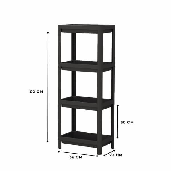 Homing Rosie Black 4-Shelf Multi-Purpose Bathroom & Kitchen Organizer Shelf 242348