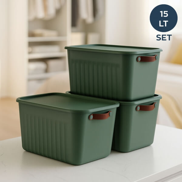 Homing Green 3-Piece Multi-Purpose Lid Organizer Box 15 LT