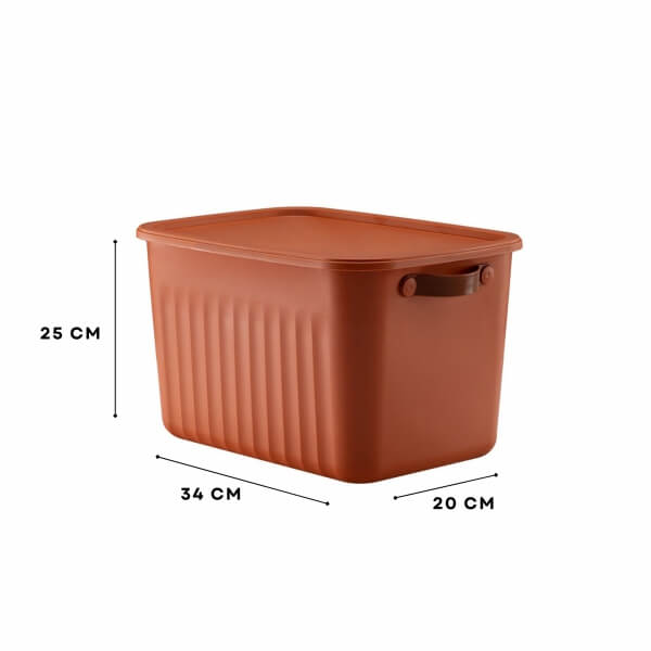 Homing Kiremit Rengi 3'lü Çok Amaçlı Kapaklı Organizer Kutu 15 LT	