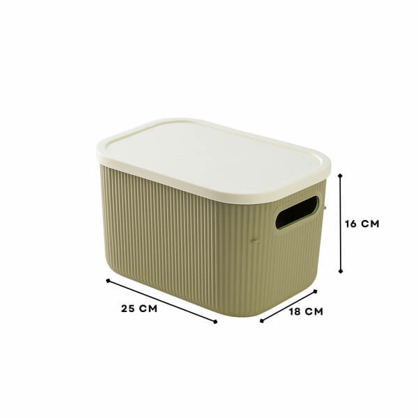 Homing Soft Yeşil Ekru Kapaklı Çok Amaçlı Kapaklı Organizer Kutu 6.2lt