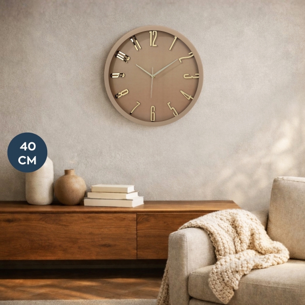 Homing Copper Kabartma Harfli Duvar Saati 40 cm