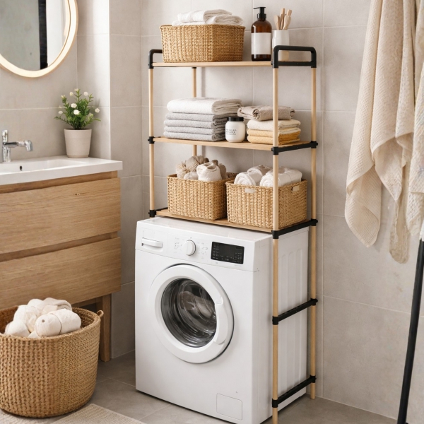 Homing Ahşap Raflı Çamaşır Makinesi Organizeri 242505