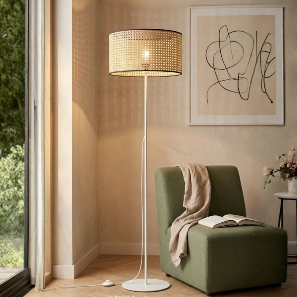 Homing Beyaz Gövde Rattan lambader 242675