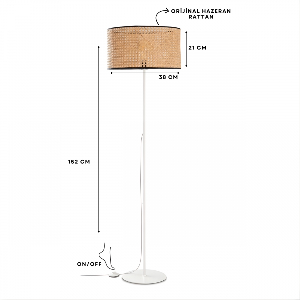 Homing Beyaz Gövde Rattan lambader 242675