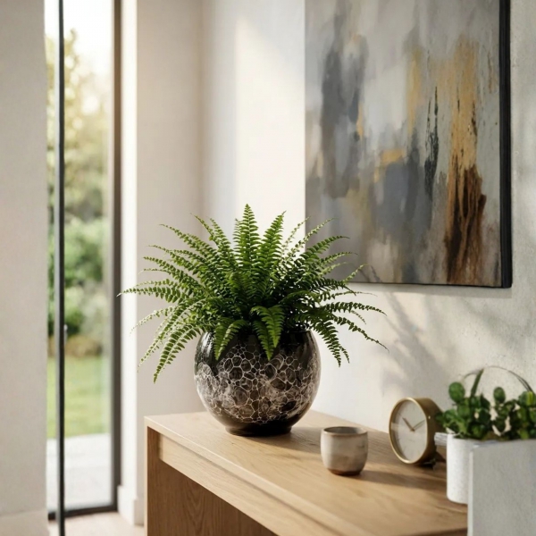 Homing Oriel Büyük Boy Fanus Saksı Siyah 16 cm