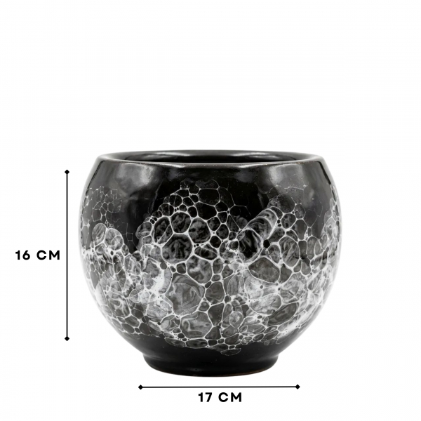 Homing Oriel Büyük Boy Fanus Saksı Siyah 16 cm