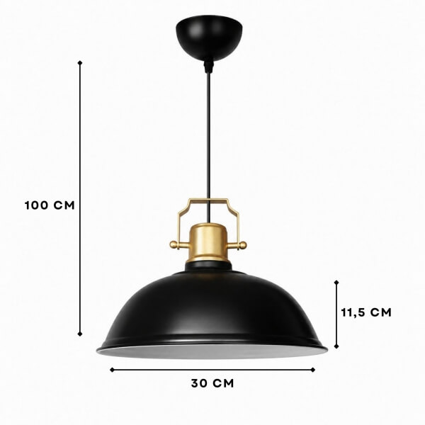 Homing Cliff Retro Gold Üst Detaylı Siyah Metal Sarkıt 242740