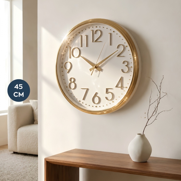 Homing Flint Beyaz-Gold Duvar Saati 45 cm 242802