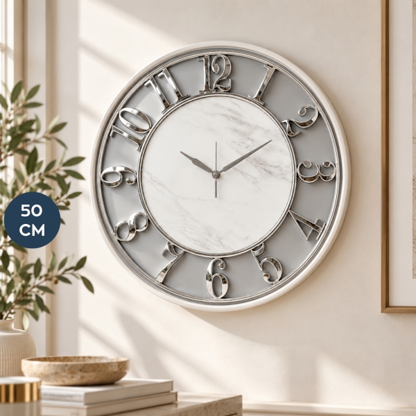 Homing Orion Krom Detaylı 50 cm Dekoratif Duvar Saati 242975