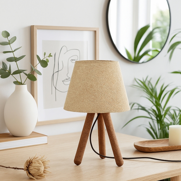 Homing Tasarım Luce Üç Ayaklı Ahşap Abajur AYD-637