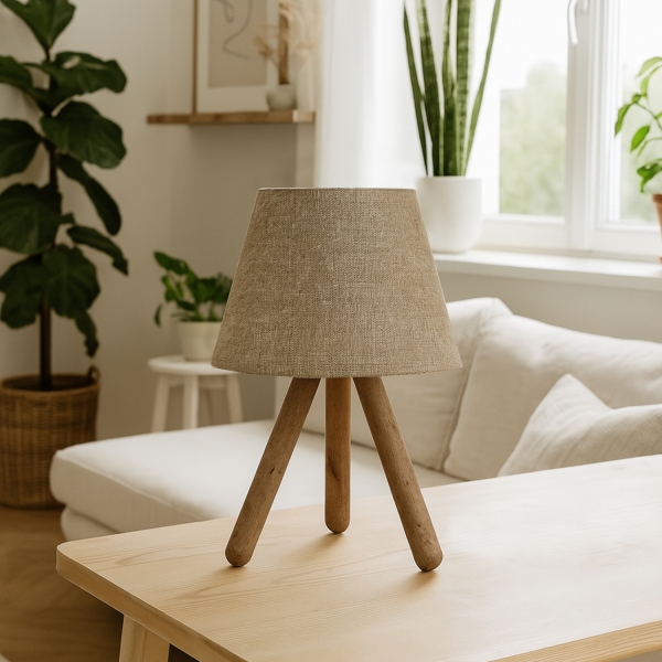 Homing Tasarım Luce Üç Ayaklı Ahşap Abajur AYD-639