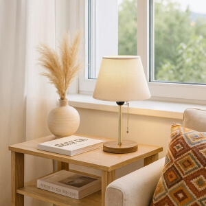 Homing Sera Krem Kumaş Başlıklı Abajur AYD-2797