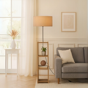 Homing Sütlü Kahve Başlıklı Dekoratif Raflı Lambader AYD-2819