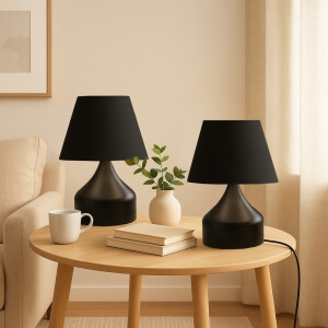 Homing Milano 2' li Set Metal Gövdeli Siyah Kumaş Abajur AYD-3123