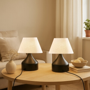 Homing Milano 2'li Set Metal Gövdeli Krem Kırçıllı Abajur AYD-3126