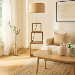 Homing Jute Fabric Modern Shelf Floor Lamp AYD-3141