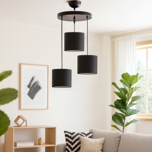 Homing Sveto Siyah Kumaş 3' lü Tavan Sarkıt Avize AYD-3147