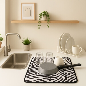 Homing Bulaşık Kurutma Örtüsü Zebra Desenli M-3056