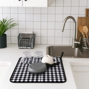 Homing Bulaşık Kurutma Örtüsü Siyah Kareli Çift Taraflı M-3061