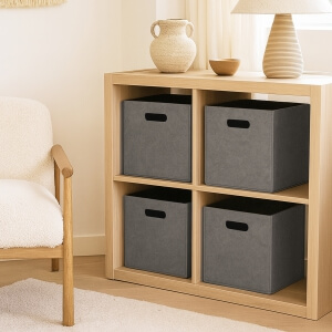 Homing Gri Çok Amaçlı Keçe Organizer Dolap İçi Düzenleyici 4'lü Sepet Seti // 30x30 cm HMY-6356