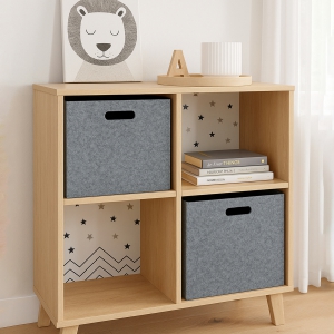 Homing Gri Çok Amaçlı Keçe Organizer Dolap İçi Düzenleyici 2'li Sepet Seti // 24x24 cm HMY-6361