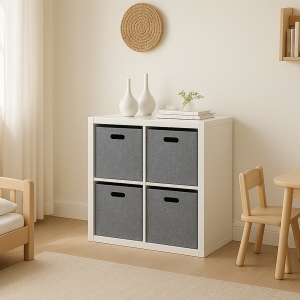 Homing Gri Çok Amaçlı Keçe Organizer Dolap İçi Düzenleyici 4'lü Sepet Seti // 24x24 cm HMY-6362