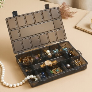 Homing 15 Bölmeli Büyük Boy Siyah Takı Kutusu ORG-2018