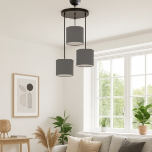 Homing Sveto Gri Kumaş 3' lü Tavan Sarkıt Avize 