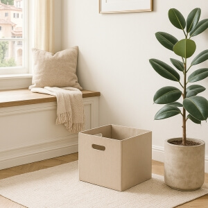 Homing Krem Çok Amaçlı Keçe Organizer Dolap İçi Düzenleyici Sepet // 24x24 cm HMY-6369