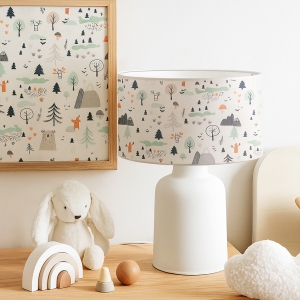 Homing Kumaş Baskılı Doğa Desenli  Çocuk Odası Abajur AYD-3505