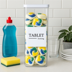 Homing Şeffaf, Kapaklı Bulaşık Tableti Saklama Kabı 2100 ml 