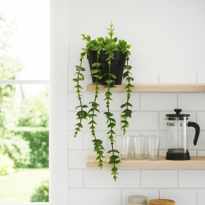 Homing Yapay Sarkıt Siyah Saksılı Yeşil Bitki 241418