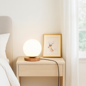 Homing Nuuq Küre Cam Gece Lambası Ahşap Taban 241448