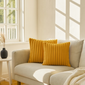 Homing Soft Peluş Kumaş 2'li Kırlent Hardal Sarı 241549