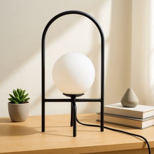 Homing Moon Siyah Metal Camlı Masa Lambası