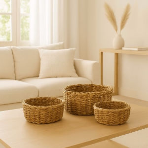 Homing 3'lü Set Yuvarlak Organizer Sepet Bej 241681