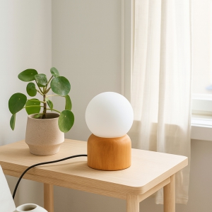 Nuuq Nordic Style Ahşap Üzeri Cam Abajur 241602	